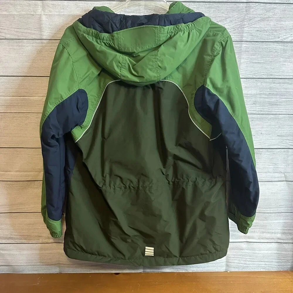 L.L. Bean Windbreaker Jacket Boys XLarge Green Full Zip Hooded Lined Long Sleeve